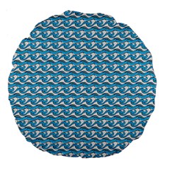 Blue Wave Sea Ocean Pattern Background Beach Nature Water Large 18  Premium Flano Round Cushions