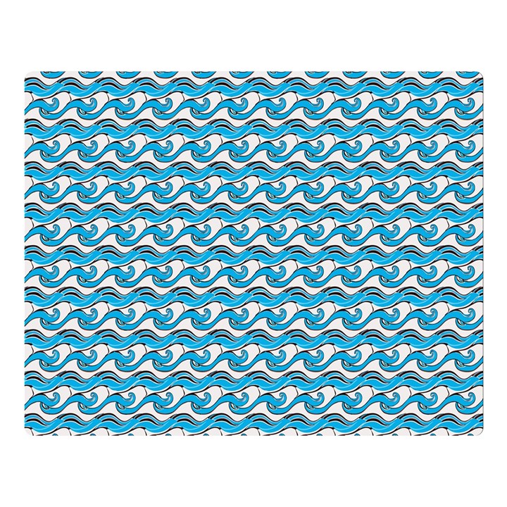 Blue Wave Sea Ocean Pattern Background Beach Nature Water Two Sides Premium Plush Fleece Blanket (Large)