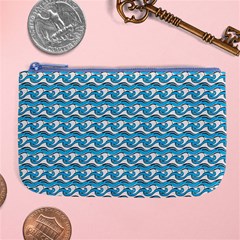 Blue Wave Sea Ocean Pattern Background Beach Nature Water Large Coin Purse