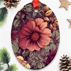 Flowers Pattern Texture Design Nature Art Colorful Surface Vintage Ornament (oval)