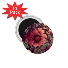 Flowers Pattern Texture Design Nature Art Colorful Surface Vintage 1 75  Magnets (10 Pack)  by Maspions