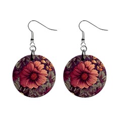 Flowers Pattern Texture Design Nature Art Colorful Surface Vintage Mini Button Earrings