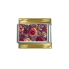 Flowers Pattern Texture Design Nature Art Colorful Surface Vintage Gold Trim Italian Charm (9mm)