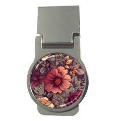 Flowers Pattern Texture Design Nature Art Colorful Surface Vintage Money Clips (round) 