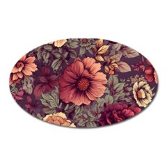 Flowers Pattern Texture Design Nature Art Colorful Surface Vintage Oval Magnet