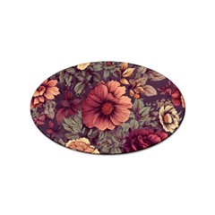 Flowers Pattern Texture Design Nature Art Colorful Surface Vintage Sticker Oval (100 Pack)