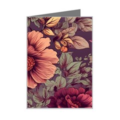 Flowers Pattern Texture Design Nature Art Colorful Surface Vintage Mini Greeting Card by Maspions