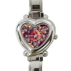 Flowers Pattern Texture Design Nature Art Colorful Surface Vintage Heart Italian Charm Watch