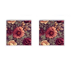 Flowers Pattern Texture Design Nature Art Colorful Surface Vintage Cufflinks (square)