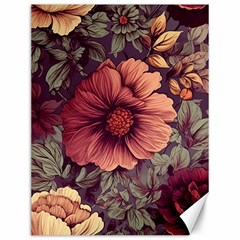 Flowers Pattern Texture Design Nature Art Colorful Surface Vintage Canvas 12  X 16 