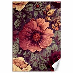 Flowers Pattern Texture Design Nature Art Colorful Surface Vintage Canvas 12  X 18 