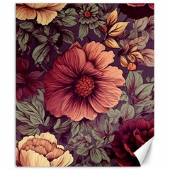 Flowers Pattern Texture Design Nature Art Colorful Surface Vintage Canvas 20  X 24 