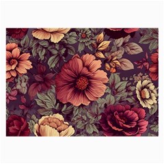 Flowers Pattern Texture Design Nature Art Colorful Surface Vintage Large Glasses Cloth (2 Sides)