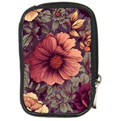 Flowers Pattern Texture Design Nature Art Colorful Surface Vintage Compact Camera Leather Case