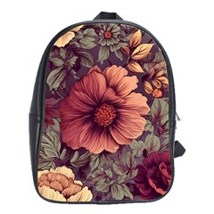 Flowers Pattern Texture Design Nature Art Colorful Surface Vintage School Bag (large)