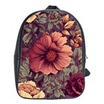 Flowers Pattern Texture Design Nature Art Colorful Surface Vintage School Bag (Large) Front