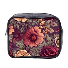 Flowers Pattern Texture Design Nature Art Colorful Surface Vintage Mini Toiletries Bag (two Sides)