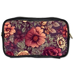 Flowers Pattern Texture Design Nature Art Colorful Surface Vintage Toiletries Bag (one Side)