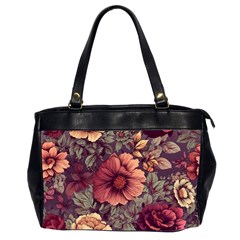 Flowers Pattern Texture Design Nature Art Colorful Surface Vintage Oversize Office Handbag (2 Sides) by Maspions