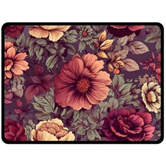 Flowers Pattern Texture Design Nature Art Colorful Surface Vintage Fleece Blanket (large)