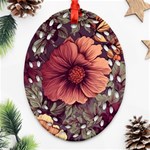 Flowers Pattern Texture Design Nature Art Colorful Surface Vintage Ornament (Oval Filigree) Front