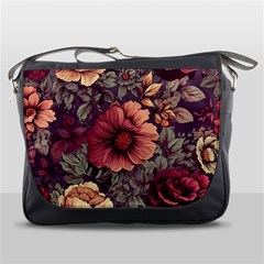 Flowers Pattern Texture Design Nature Art Colorful Surface Vintage Messenger Bag