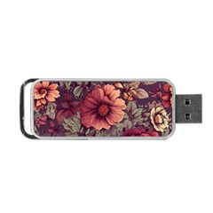 Flowers Pattern Texture Design Nature Art Colorful Surface Vintage Portable Usb Flash (one Side)