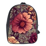 Flowers Pattern Texture Design Nature Art Colorful Surface Vintage School Bag (XL) Front