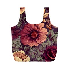 Flowers Pattern Texture Design Nature Art Colorful Surface Vintage Full Print Recycle Bag (m) by Maspions