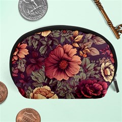 Flowers Pattern Texture Design Nature Art Colorful Surface Vintage Accessory Pouch (large)