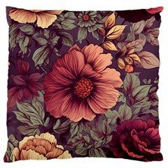 Flowers Pattern Texture Design Nature Art Colorful Surface Vintage Standard Premium Plush Fleece Cushion Case (two Sides)