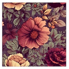 Flowers Pattern Texture Design Nature Art Colorful Surface Vintage Square Satin Scarf (36  X 36 )