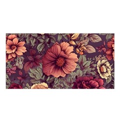 Flowers Pattern Texture Design Nature Art Colorful Surface Vintage Satin Shawl 45  X 80  by Maspions