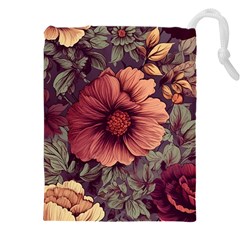 Flowers Pattern Texture Design Nature Art Colorful Surface Vintage Drawstring Pouch (4xl)