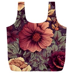 Flowers Pattern Texture Design Nature Art Colorful Surface Vintage Full Print Recycle Bag (xxl) by Maspions