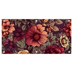 Flowers Pattern Texture Design Nature Art Colorful Surface Vintage Banner And Sign 4  X 2 