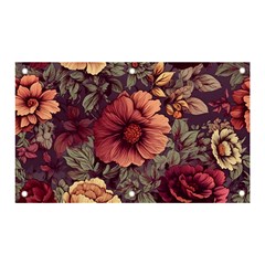 Flowers Pattern Texture Design Nature Art Colorful Surface Vintage Banner And Sign 5  X 3  by Maspions