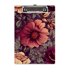 Flowers Pattern Texture Design Nature Art Colorful Surface Vintage A5 Acrylic Clipboard