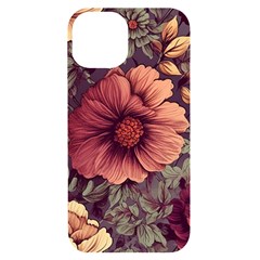 Flowers Pattern Texture Design Nature Art Colorful Surface Vintage Iphone 14 Black Uv Print Case by Maspions