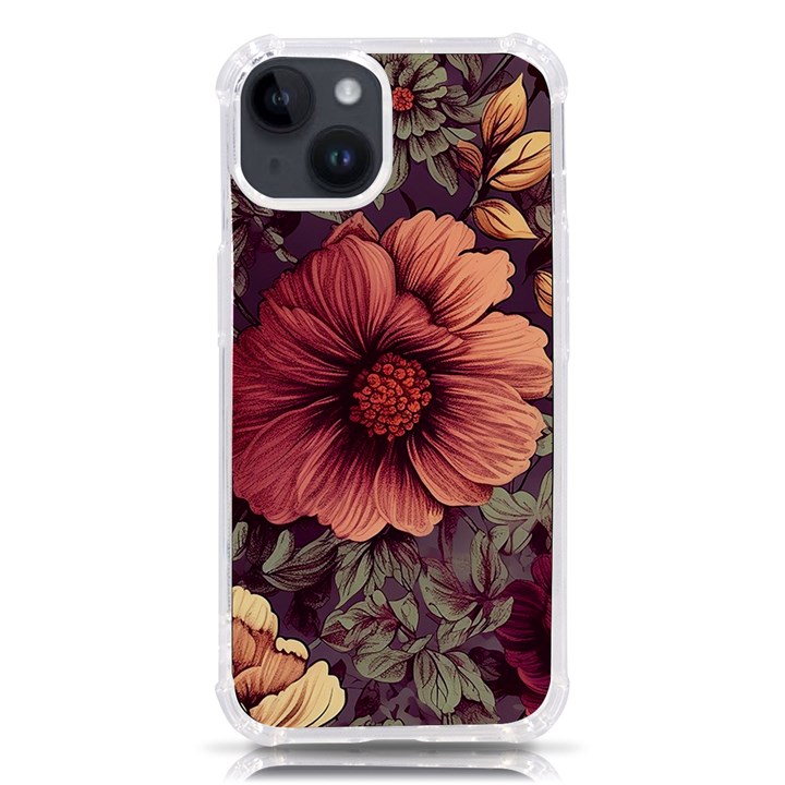 Flowers Pattern Texture Design Nature Art Colorful Surface Vintage iPhone 14 TPU UV Print Case