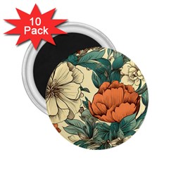 Flowers Pattern Texture Art Colorful Nature Painting Surface Vintage 2 25  Magnets (10 Pack) 