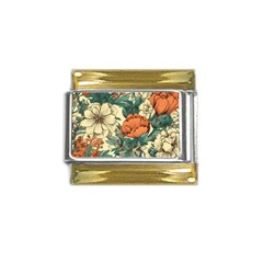 Flowers Pattern Texture Art Colorful Nature Painting Surface Vintage Gold Trim Italian Charm (9mm)