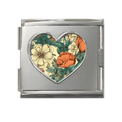 Flowers Pattern Texture Art Colorful Nature Painting Surface Vintage Mega Link Heart Italian Charm (18mm)