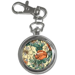 Flowers Pattern Texture Art Colorful Nature Painting Surface Vintage Key Chain Watches by Maspions