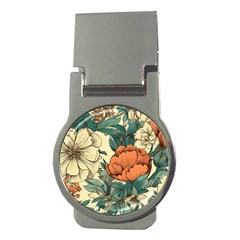 Flowers Pattern Texture Art Colorful Nature Painting Surface Vintage Money Clips (round) 