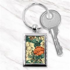 Flowers Pattern Texture Art Colorful Nature Painting Surface Vintage Key Chain (rectangle)