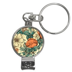 Flowers Pattern Texture Art Colorful Nature Painting Surface Vintage Nail Clippers Key Chain by Maspions