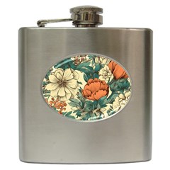 Flowers Pattern Texture Art Colorful Nature Painting Surface Vintage Hip Flask (6 Oz)