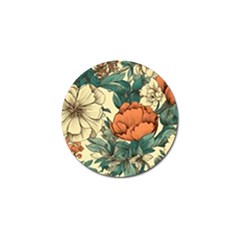 Flowers Pattern Texture Art Colorful Nature Painting Surface Vintage Golf Ball Marker by Maspions