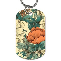 Flowers Pattern Texture Art Colorful Nature Painting Surface Vintage Dog Tag (two Sides) by Maspions